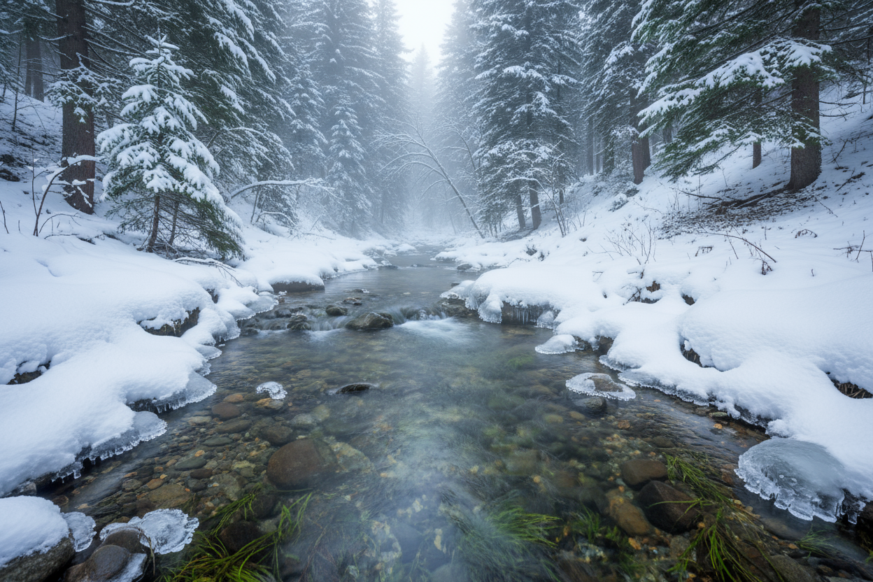 mountain stream in the winter